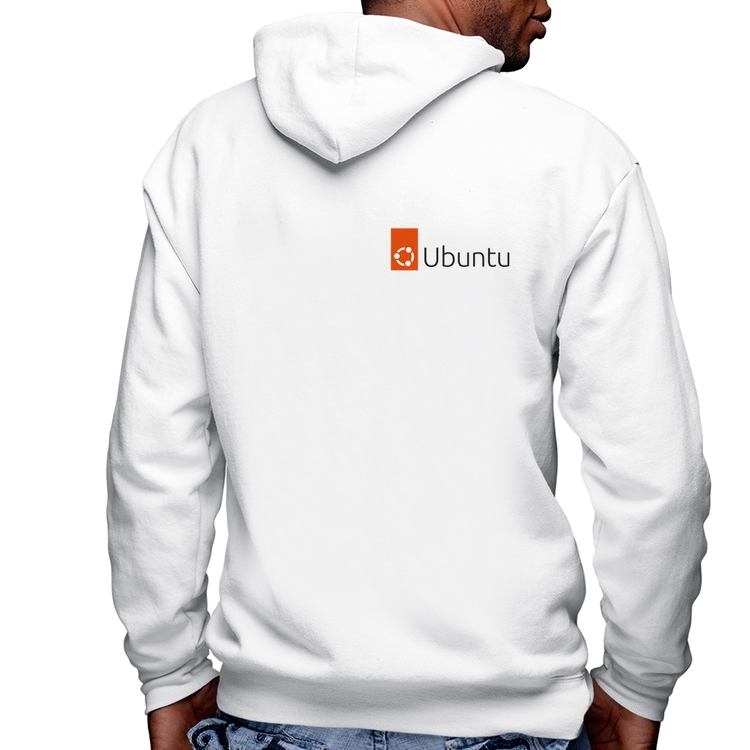 Blusa Moletom Ubuntu Linux Masculina com Capuz e Zíper - Branca