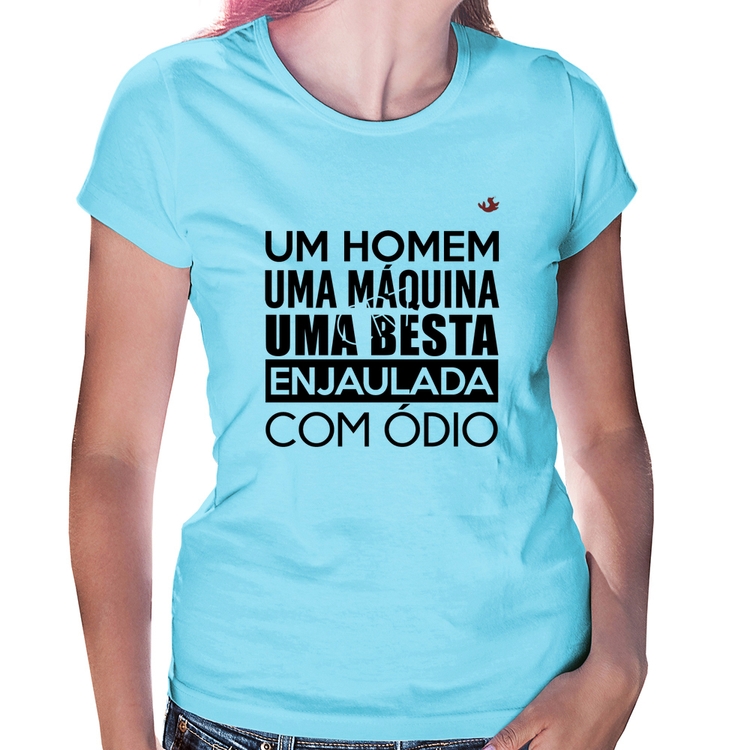 Baby Look Um homem, uma máquina, uma besta enjaulada com ódio - Azul Bebê