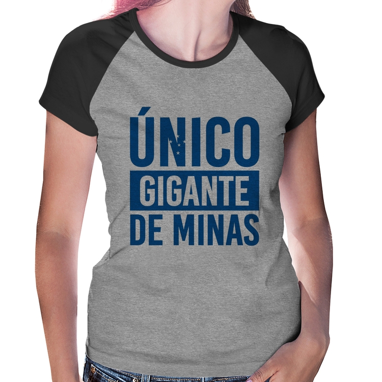 Baby Look Raglan Único gigante de Minas - Cinza/Preto
