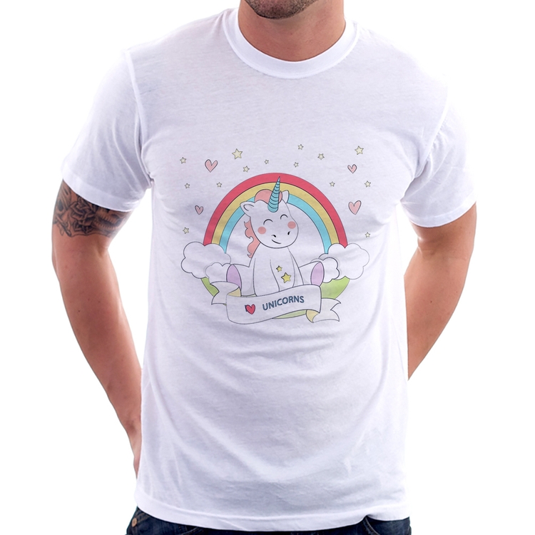 Camiseta Unicórnio Arco Íris