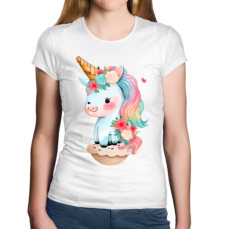 Baby Look Algodão Unicórnio Bebê - Branca