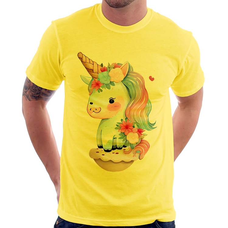 Camiseta Unicórnio Bebê - Amarela