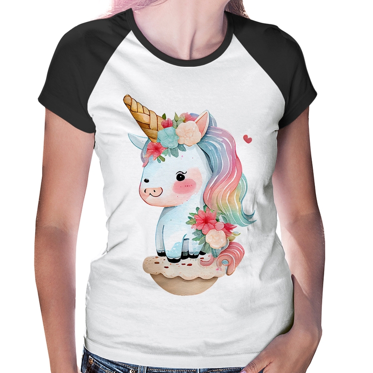 Baby Look Raglan Unicórnio Bebê