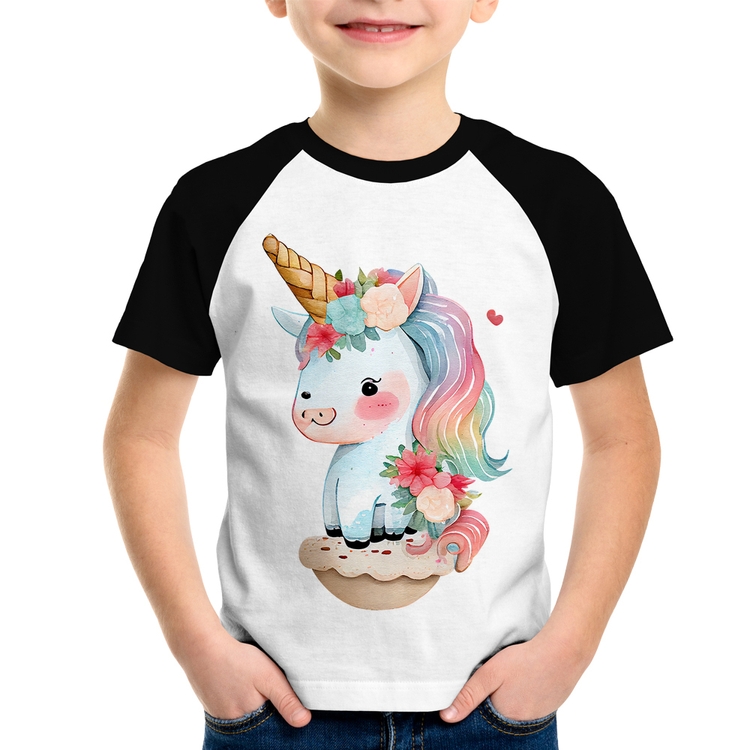 Camiseta Raglan Infantil Unicórnio Bebê