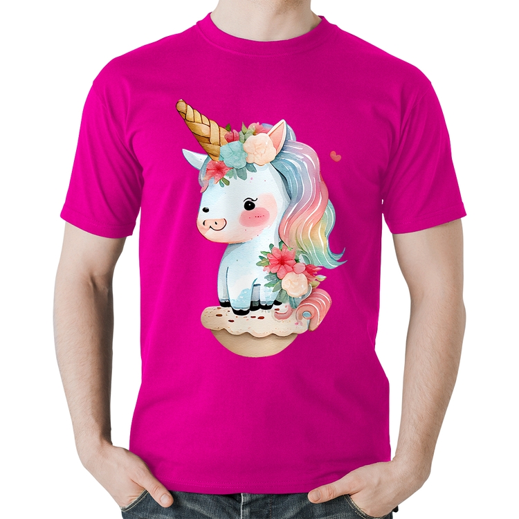Camiseta Algodão Unicórnio Bebê - Rosa
