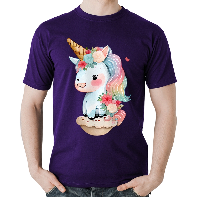 Camiseta Algodão Unicórnio Bebê - Roxa