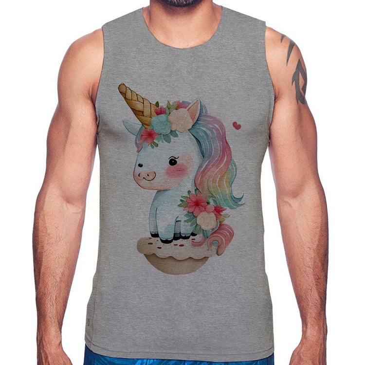 Regata Unicórnio Bebê - Cinza