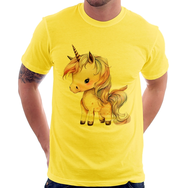 Camiseta Unicórnio Desenho - Amarela