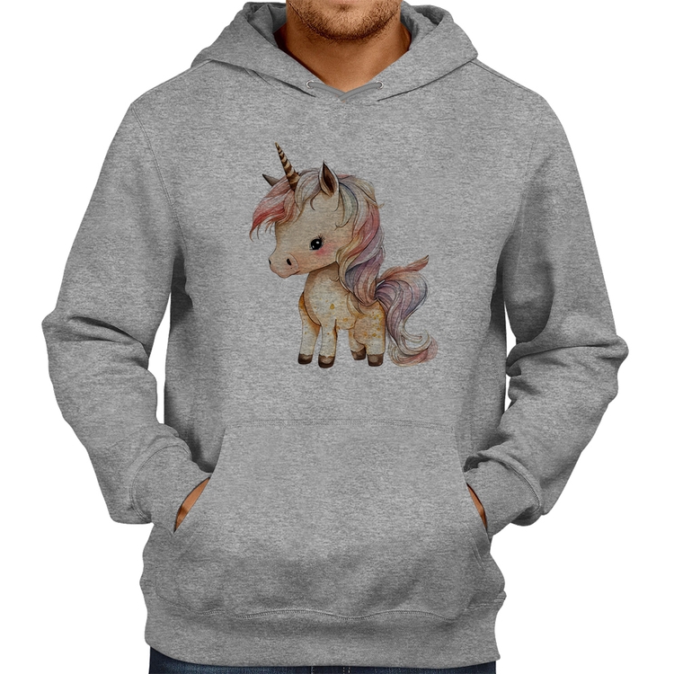 Moletom Unicórnio Desenho - Cinza