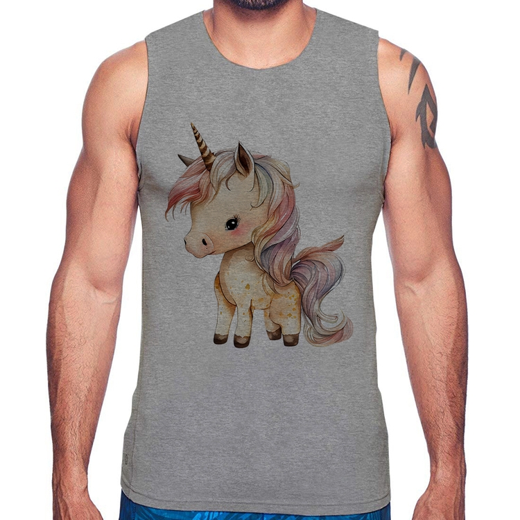 Regata Unicórnio Desenho - Cinza