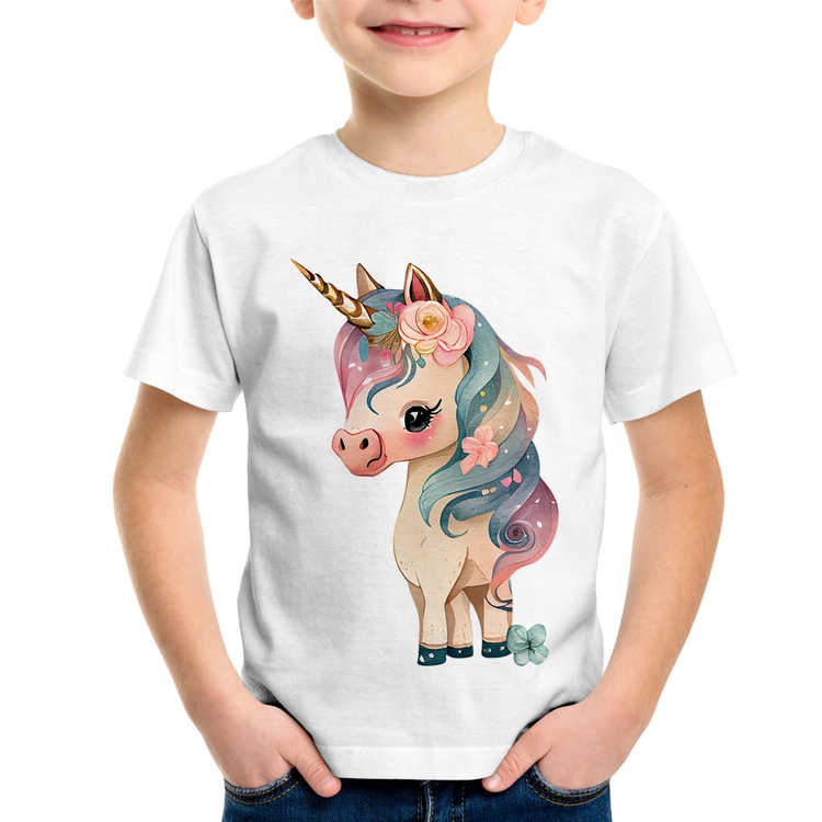 Camiseta Infantil Unicórnio Desenho