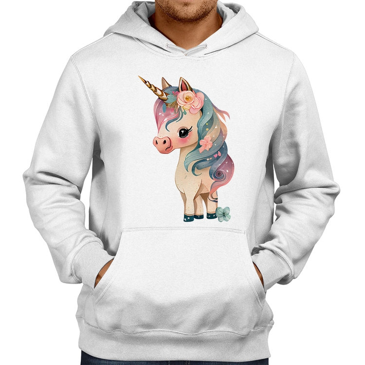Moletom Unicórnio e Flores - Branco