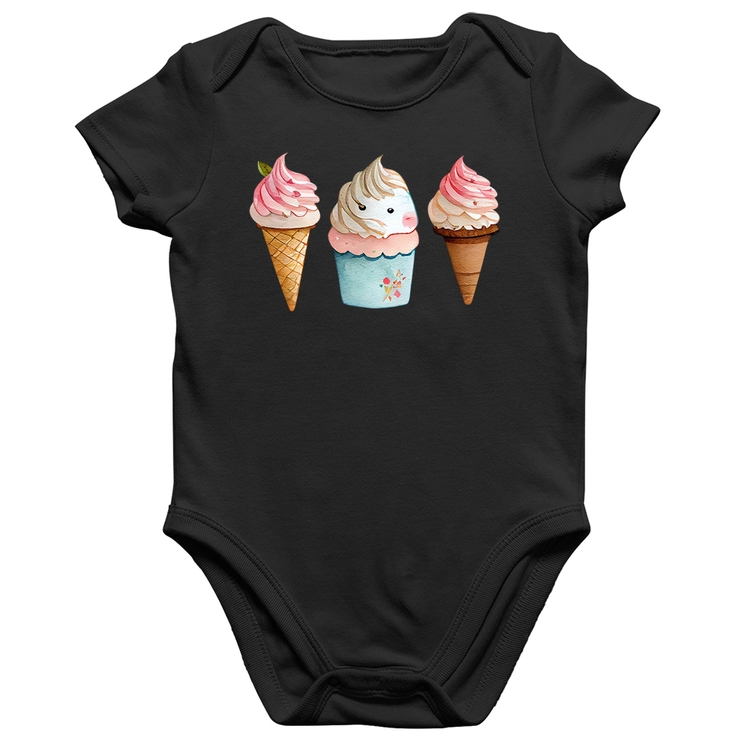 Body Bebê Algodão Unicórnio Sorvete
