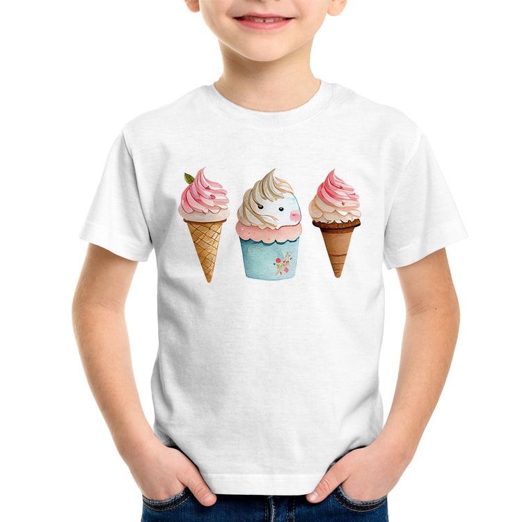 Camiseta Infantil Unicórnio Sorvete