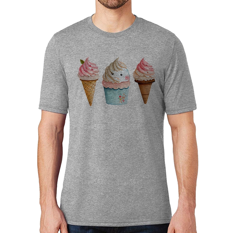 Camiseta Unicórnio Sorvete - Cinza