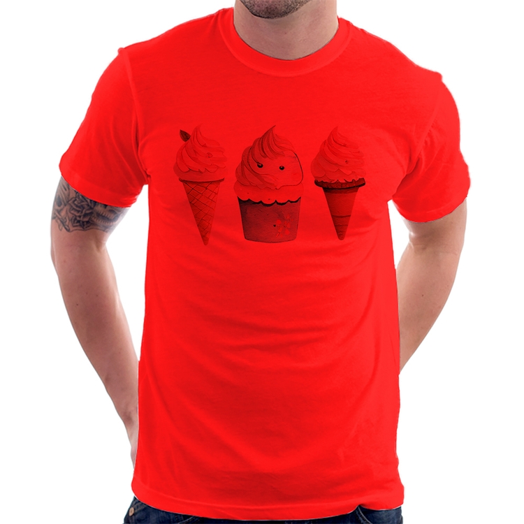 Camiseta Unicórnio Sorvete - Vermelha