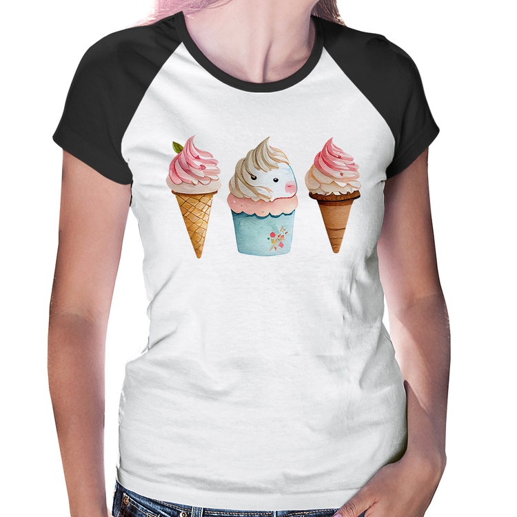 Baby Look Raglan Unicórnio Sorvete