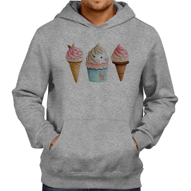 Moletom Unicórnio Sorvete - Cinza