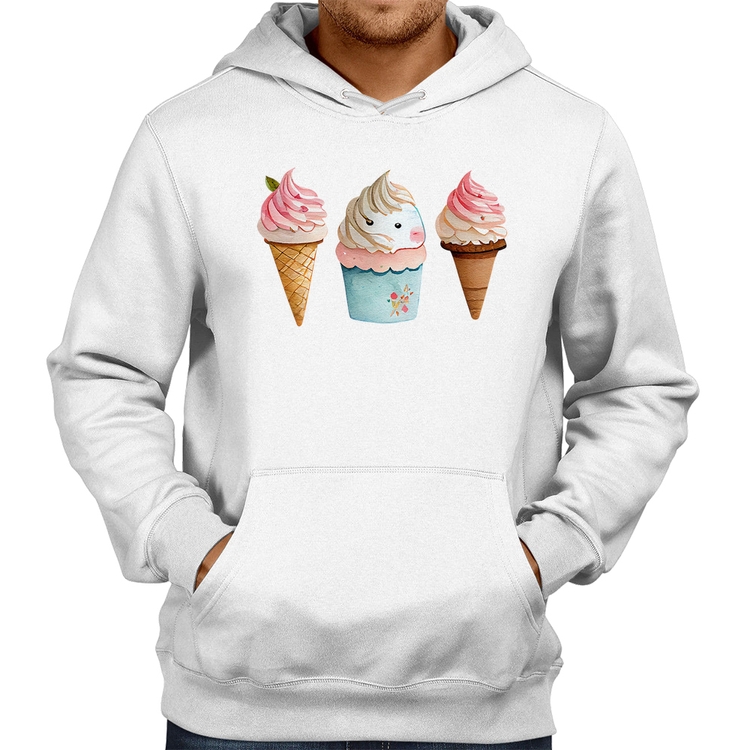 Moletom Unicórnio Sorvete - Branco