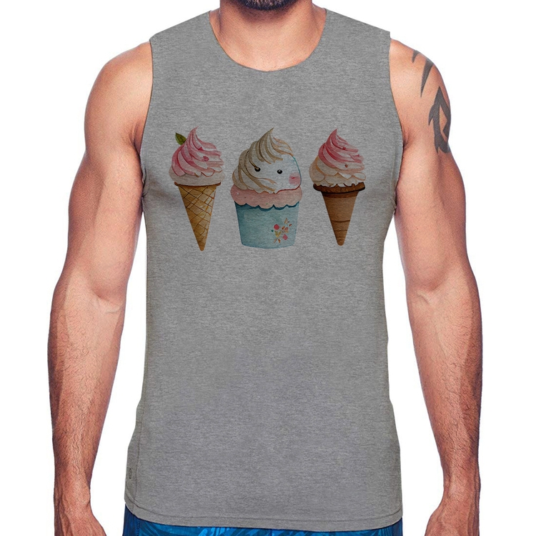 Regata Unicórnio Sorvete - Cinza