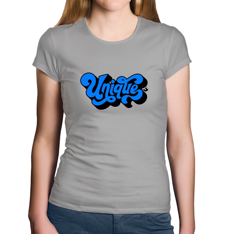 Baby Look Algodão Unique - Cinza