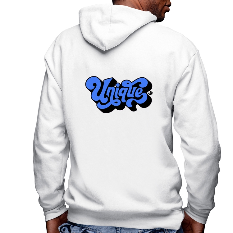 Blusa Moletom Unique Masculina com Capuz e Zíper - Branca