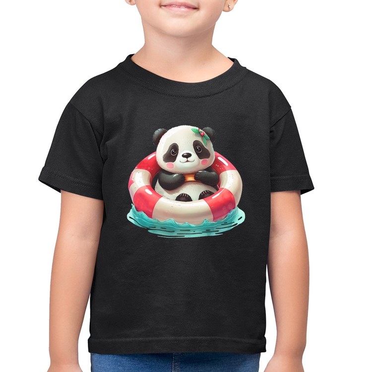 Camiseta Algodão Infantil Ursinha  Relaxando Na Piscina