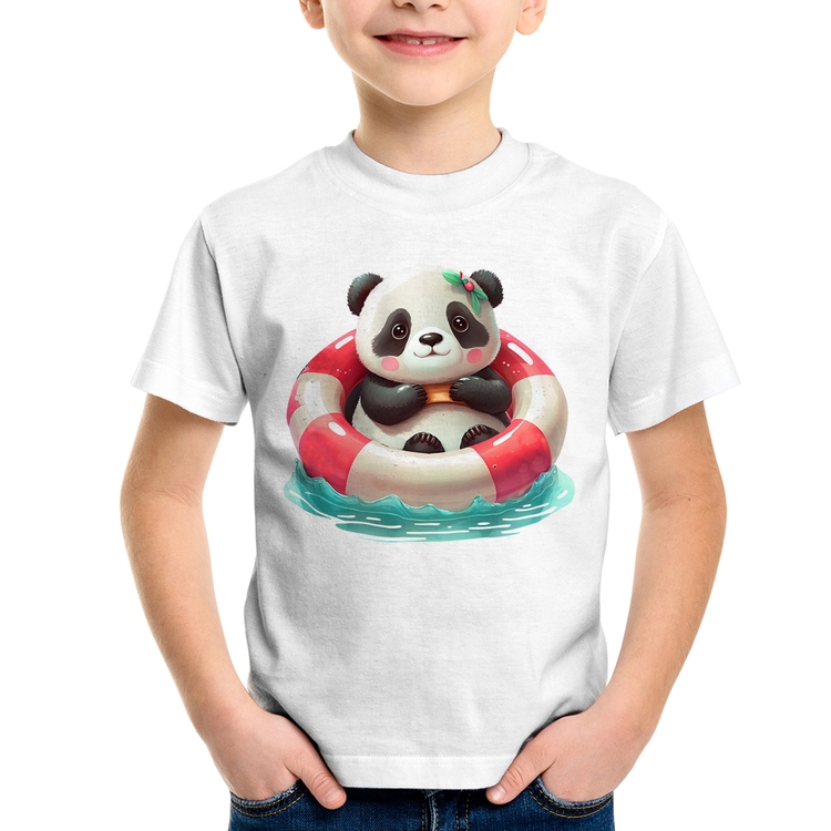 Camiseta Infantil Ursinha  Relaxando Na Piscina
