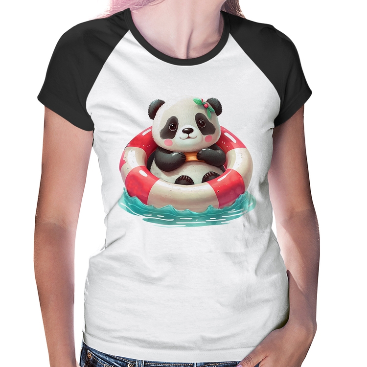 Baby Look Raglan Ursinha  Relaxando Na Piscina