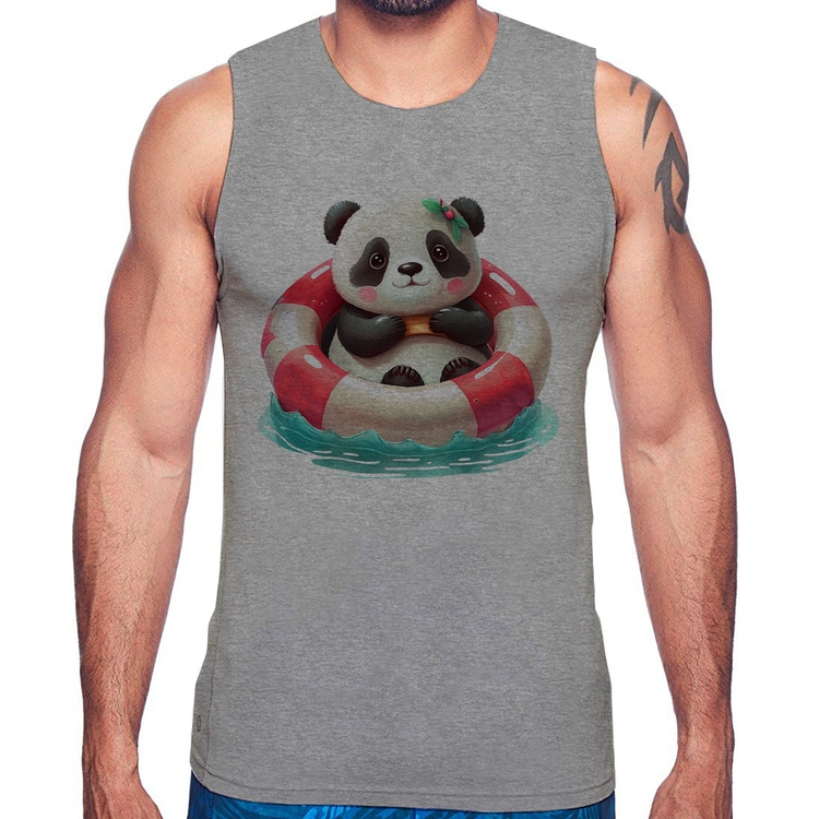 Regata Ursinha  Relaxando Na Piscina - Cinza