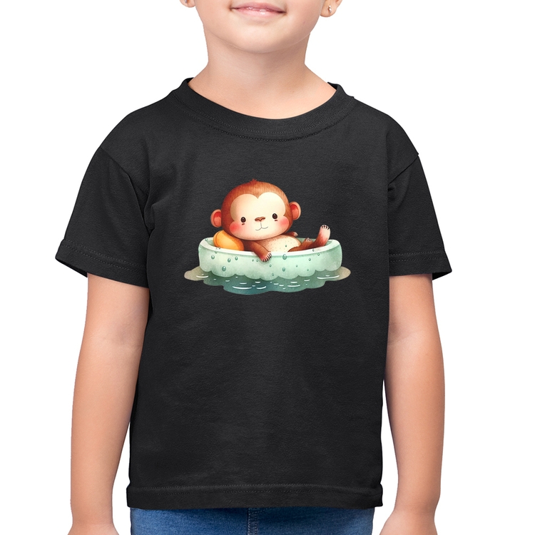 Camiseta Algodão Infantil Ursinho Bebê Na Piscina 