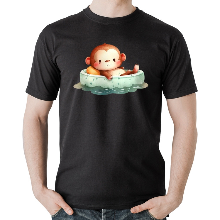Camiseta Algodão Ursinho Bebê Na Piscina 