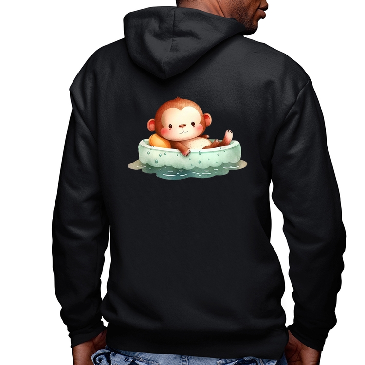 Blusa Moletom Ursinho Bebê Na Piscina  Masculina com Capuz e Zíper
