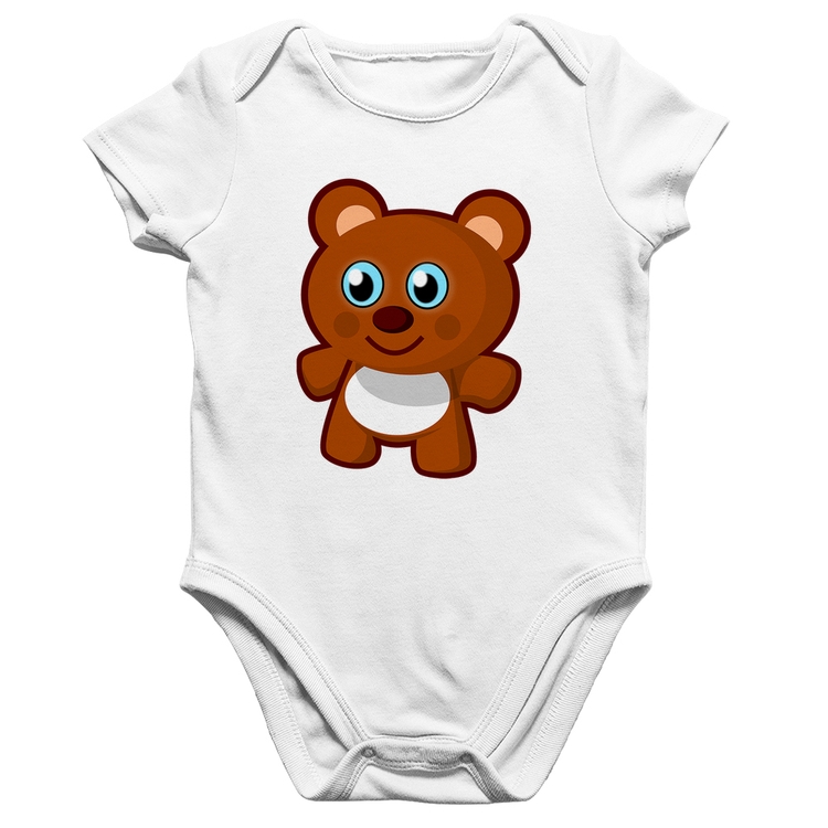 Body Bebê Algodão Ursinho Desenho - Branco