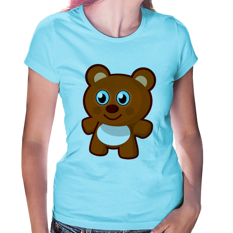 Baby Look Ursinho Desenho - Azul Bebê