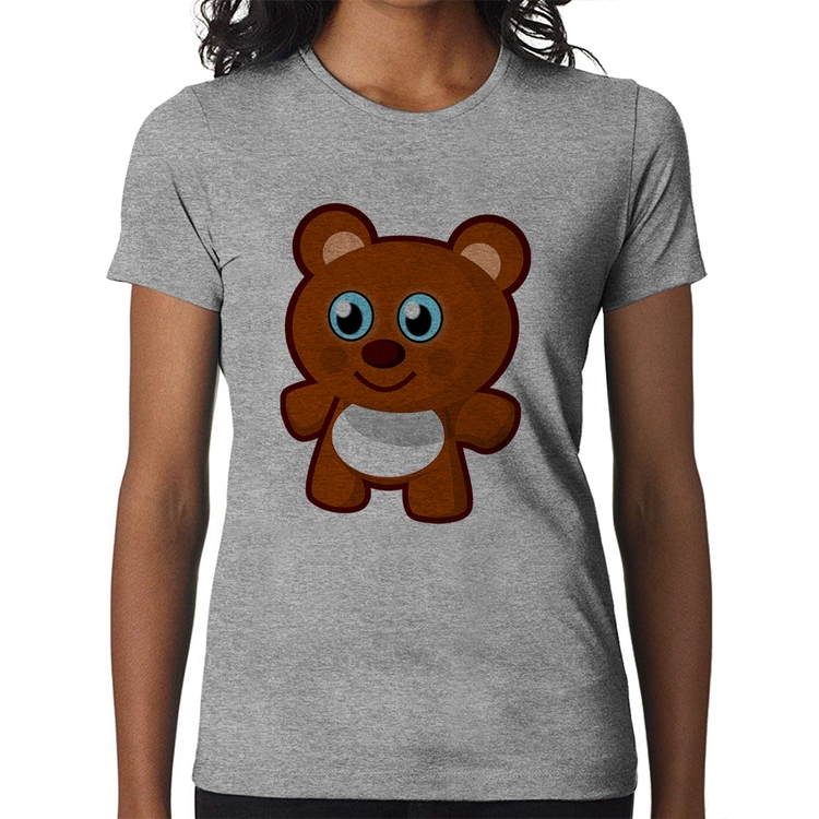 Baby Look Ursinho Desenho - Cinza