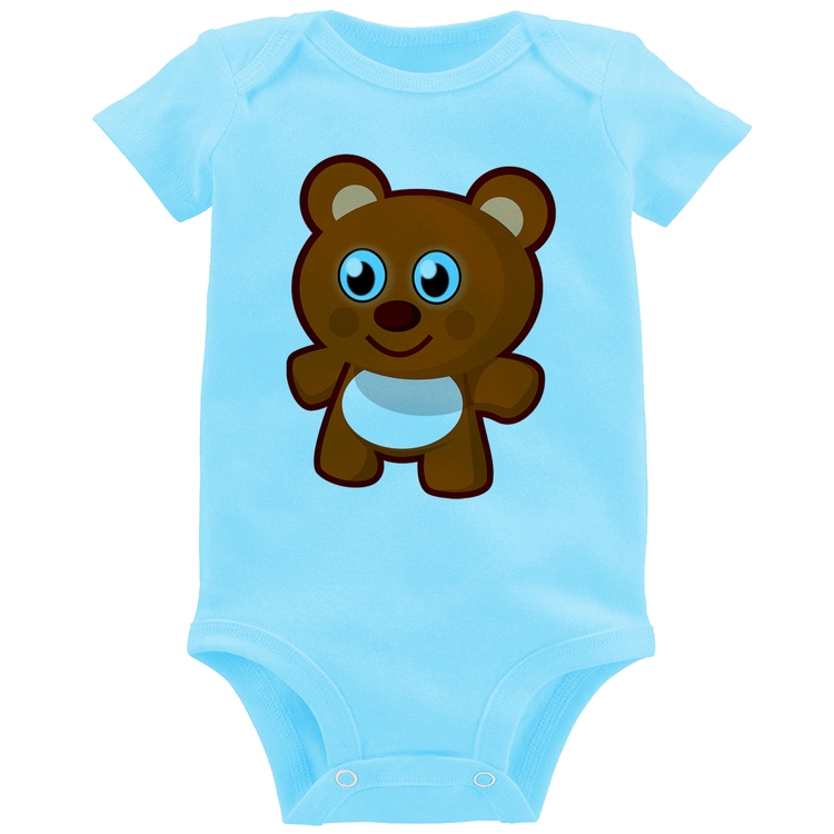 Body Bebê Ursinho Desenho - Azul Bebê