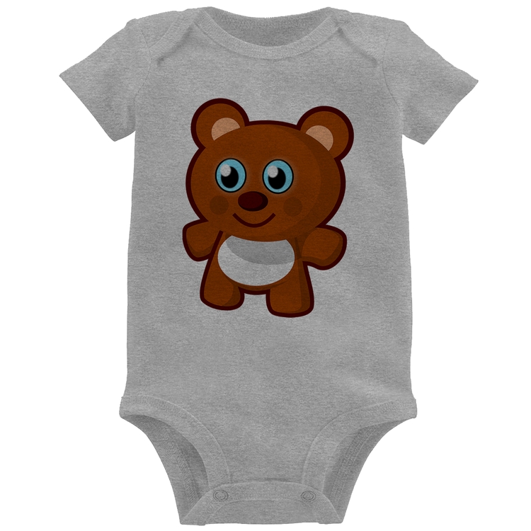 Body Bebê Ursinho Desenho - Cinza