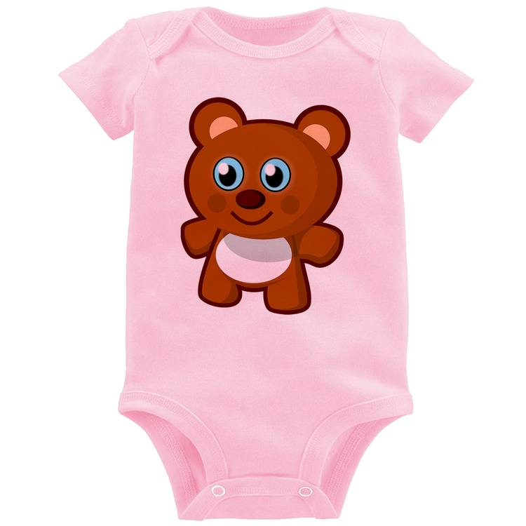 Body Bebê Ursinho Desenho - Rosa Bebê