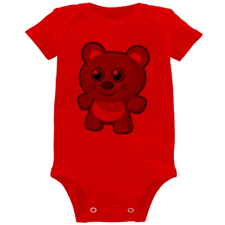 Body Bebê Ursinho Desenho - Vermelho