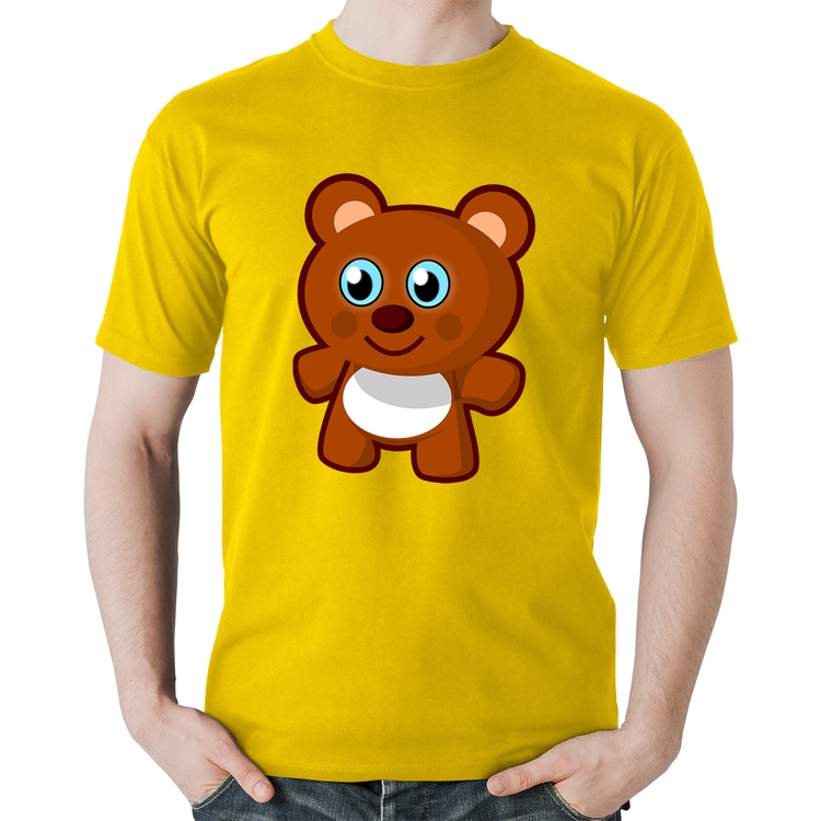 Camiseta Algodão Ursinho Desenho - Amarela