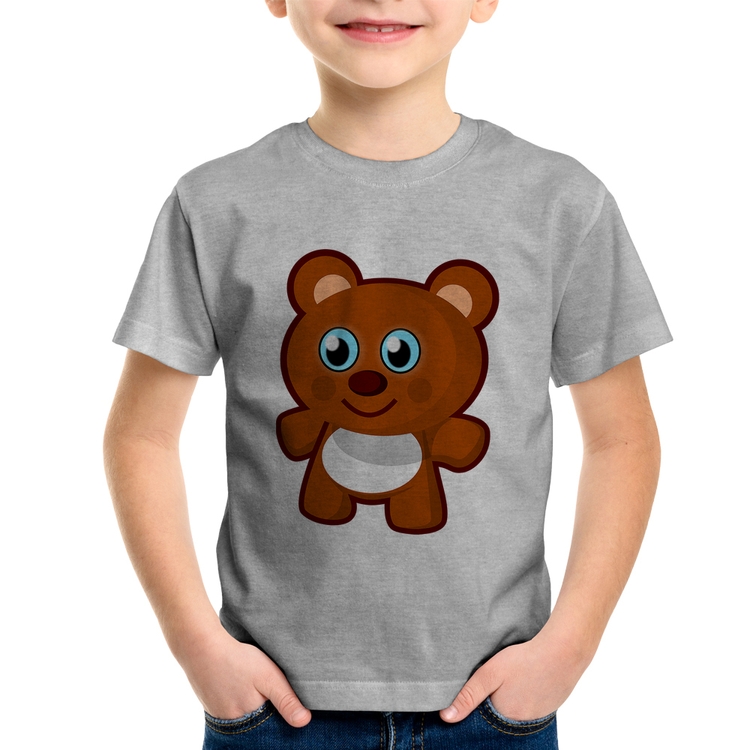 Camiseta Infantil Ursinho Desenho - Cinza