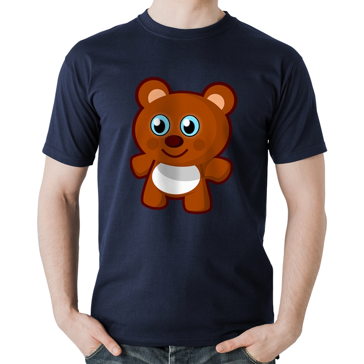 Camiseta Algodão Ursinho Desenho - Marinho