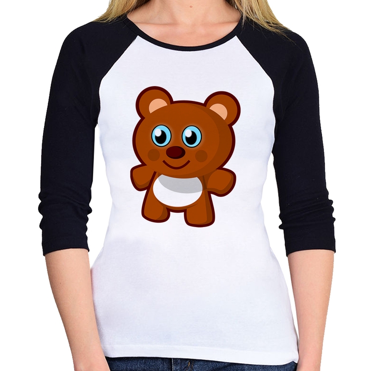 Baby Look Raglan Ursinho Desenho Manga 3/4