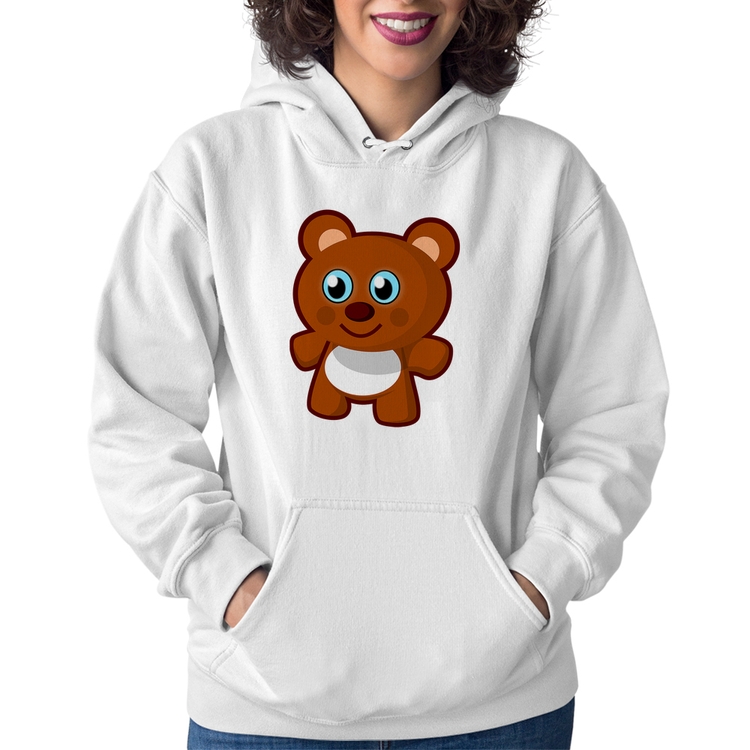 Moletom Feminino Ursinho Desenho - Branco
