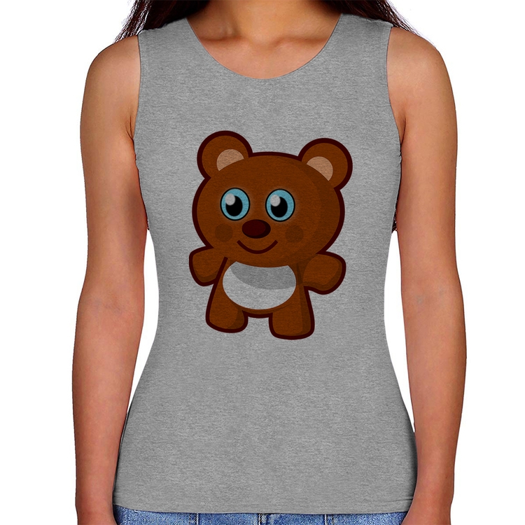 Regata Feminina Ursinho Desenho - Cinza