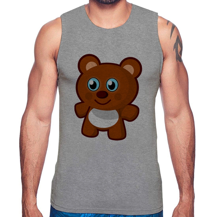 Regata Ursinho Desenho - Cinza