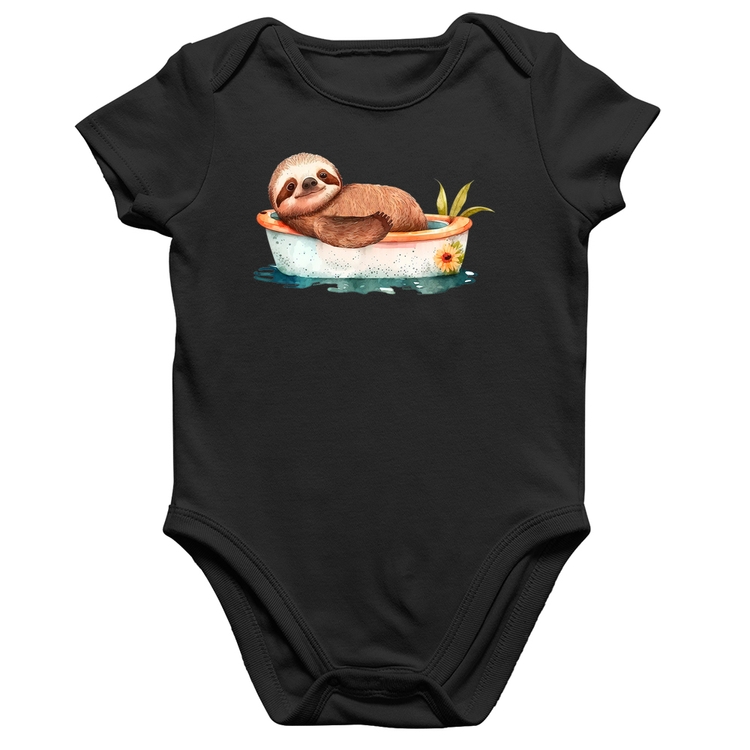 Body Bebê Algodão Ursinho Panda Relaxando Na Piscina