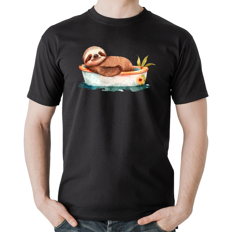 Camiseta Algodão Ursinho Panda Relaxando Na Piscina
