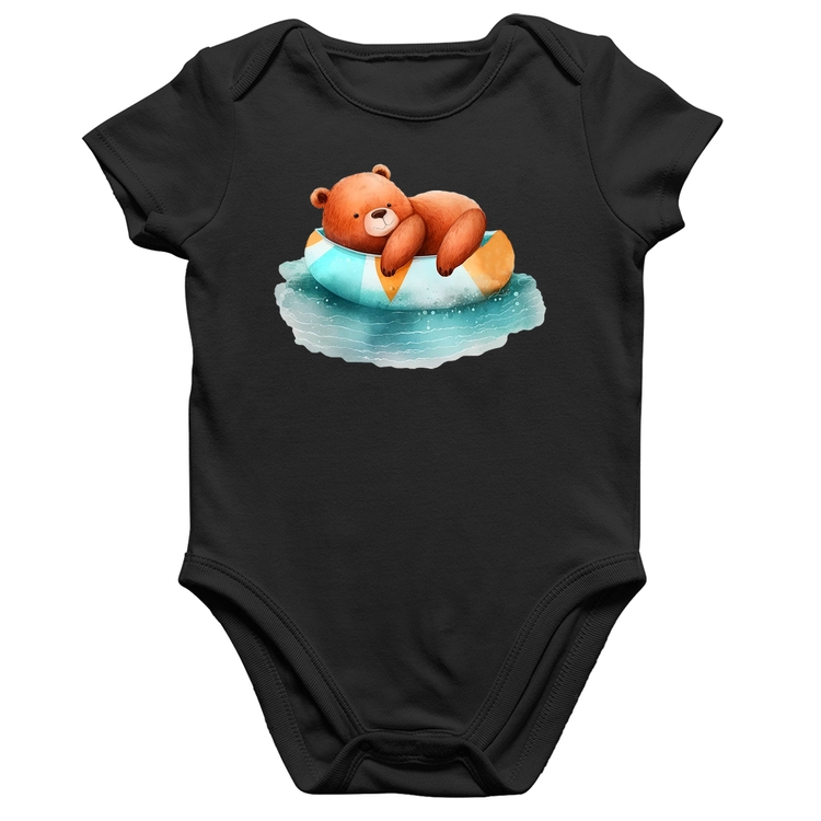Body Bebê Algodão Ursinho Teddy Relaxando Na Piscina